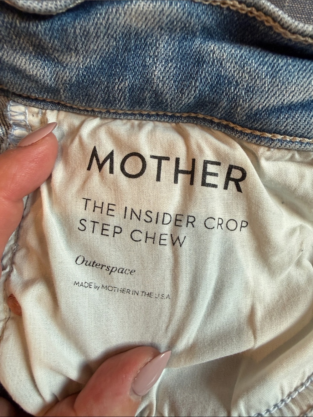 MOTHER The Insider Crop Step Chew Leg Jeans in Outerspace Wash Size 30 - Picture 9 of 10